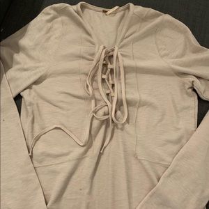 Free People lace up front soft sweater (M/L)